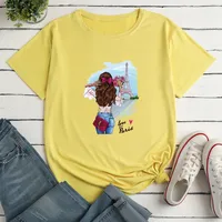 Cartoon Girl Print Loose Casual T-shirt main image 4