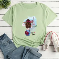 Cartoon Girl Print Loose Casual T-shirt main image 2