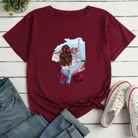 Cartoon Girl Print Loose Casual T-shirt sku image 9