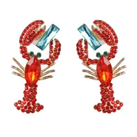 Fashion Lobster Diamond Alloy Acrylic Earrings Ear Studs sku image 1