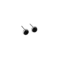 Fashion Geometric Round Micro-inlaid Black Agate S925 Sterling Silver Earrings sku image 2
