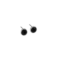 Fashion Geometric Round Micro-inlaid Black Agate S925 Sterling Silver Earrings sku image 3