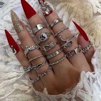 Retro Sun Moon Snake Leaves Flowers Knuckle Ring 16-piece Ring Set main image 6