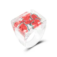 Fashion Transparent Resin Heart Butterfly Acrylic Multicolor Geometric Ring Wholesale Nihaowholesale sku image 12