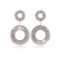 Geometric Temperament Claw Chain Rhinestone Hoop Earrings main image 1