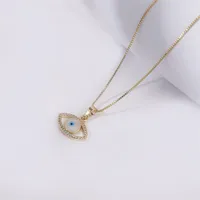 Fashion Simple Devil's Eye Geometric Diamond Copper Necklace main image 3