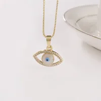 Fashion Simple Devil's Eye Geometric Diamond Copper Necklace main image 4