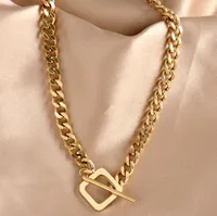 304 Stainless Steel 18K Gold Plated Hip-Hop Inlaid Gold Geometric Necklace main image 2
