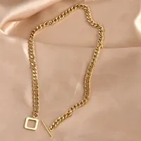 304 Stainless Steel 18K Gold Plated Hip-Hop Inlaid Gold Geometric Necklace main image 4