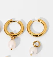 Heart Plating 304 Stainless Steel Titanium Steel Freshwater Pearl 18K Gold Plated Earrings main image 1