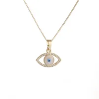 Fashion Simple Devil's Eye Geometric Diamond Copper Necklace sku image 1