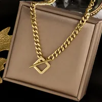 304 Stainless Steel 18K Gold Plated Hip-Hop Inlaid Gold Geometric Necklace sku image 1