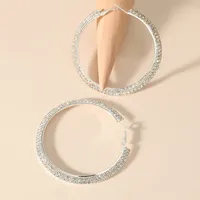 Fashion Claw Chain Welding Double Row Drill Alloy Hoop Earrings main image 2