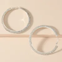 Fashion Claw Chain Welding Double Row Drill Alloy Hoop Earrings main image 1