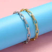 Micro-inlaid Zircon New Cable Chain Bracelet Copper Gold-plated main image 1