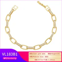 Micro-inlaid Zircon New Cable Chain Bracelet Copper Gold-plated main image 4