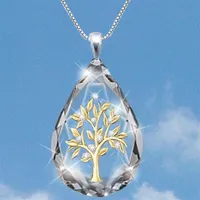 Fashion Water Droplets Alloy Glass Copper Clad Iron Wholesale Pendant Necklace main image 1