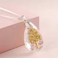 Fashion Water Droplets Alloy Glass Copper Clad Iron Wholesale Pendant Necklace main image 3