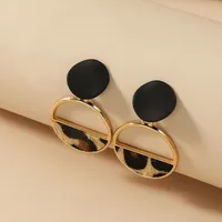 Fashion Acetate Half Hollow Leopard Print Alloy Earrings sku image 1