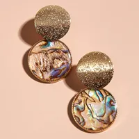 Frosted Geometric Round Amber Stud Earrings main image 1