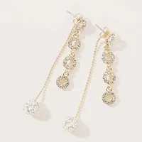 Rhinestone Clay Ball Tassel Stud Earrings main image 2