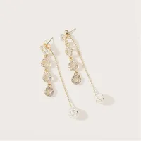 Rhinestone Clay Ball Tassel Stud Earrings sku image 1