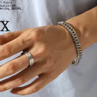 Men&#39;s Stainless Steel Roman Numeral Ring Chain Bracelet main image 3