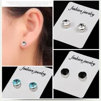 Fashion Color Diamond Stainless Steel Magnetic Earrings main image 1