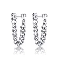 Fashion Round Plating Titanium Steel No Inlaid Earrings main image 4