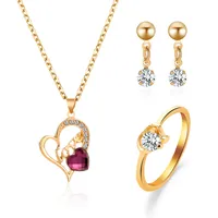 Nihaowholesale Fashion Geometric Diamond Necklace Earrings Ring Combination Set Wholesale Jewelry sku image 16