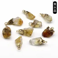 Crystal Agate Stone Rough Stone Gilding Electroplated Small Pendant Semi-finished Diy Bracelet Necklace Earrings Jewelry Material sku image 8