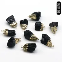 Crystal Agate Stone Rough Stone Gilding Electroplated Small Pendant Semi-finished Diy Bracelet Necklace Earrings Jewelry Material sku image 7