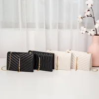 Fashion Women's Crossbody Small Square V Pattern Plaid Pillow Bag main image 5