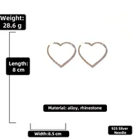 Fashion Heart Rhinestone Artificial Gemstones Earrings sku image 4