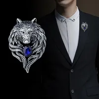 Vintage Style Wolf Alloy Zinc Inlaid Crystal Artificial Crystal Men'S Brooches main image 1