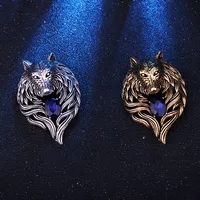 Vintage Style Wolf Alloy Zinc Inlaid Crystal Artificial Crystal Men'S Brooches main image 5