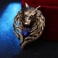 Vintage Style Wolf Alloy Zinc Inlaid Crystal Artificial Crystal Men'S Brooches main image 4