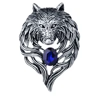 Vintage Style Wolf Alloy Zinc Inlaid Crystal Artificial Crystal Men'S Brooches main image 2