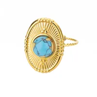 Retro Devil's Eye Heart Shape 304 Stainless Steel Plating Turquoise Women's Open Rings sku image 5