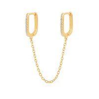 925 Sterling Silver Gem Geometric Earrings sku image 1