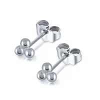 925 Sterling Silver No Inlaid Geometric Ball Ear Studs main image 2