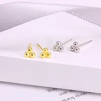 925 Sterling Silver No Inlaid Geometric Ball Ear Studs main image 1