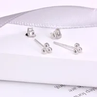 925 Sterling Silver No Inlaid Geometric Ball Ear Studs main image 4