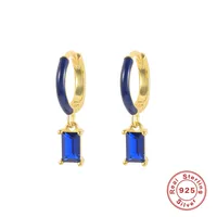 925 Sterling Silver Artificial Gemstones Geometric Earrings sku image 2