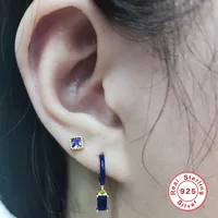 925 Sterling Silver Artificial Gemstones Geometric Earrings main image 3
