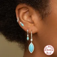 925 Sterling Silver Gem Geometric Earrings main image 2