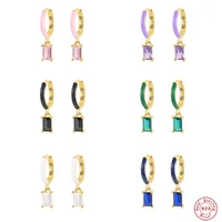925 Sterling Silver Artificial Gemstones Geometric Earrings main image 1