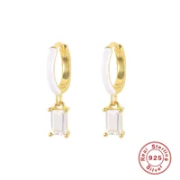 925 Sterling Silver Artificial Gemstones Geometric Earrings sku image 3