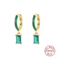 925 Sterling Silver Artificial Gemstones Geometric Earrings sku image 6