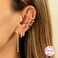 925 Sterling Silver Rhinestones Solid Color Earrings main image 4